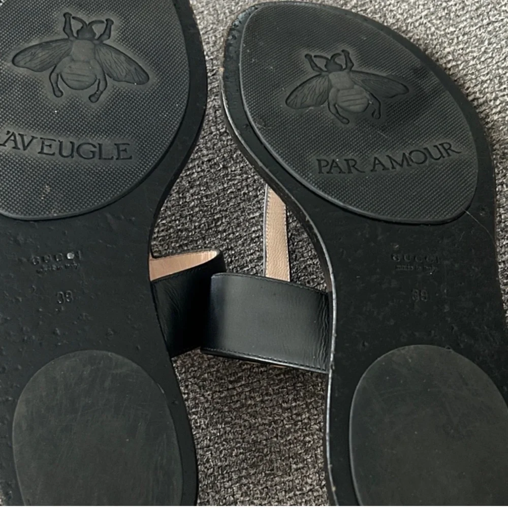 Gucci GG Marmont Leather Thong Sandals • Black • Size 39 - Picture 7 of 8